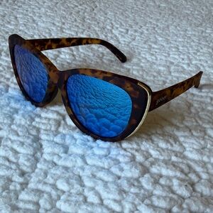 Tortoise Shell Sunglasses with Blue Lenses